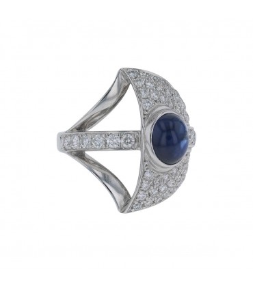 Bague or, saphir et diamants