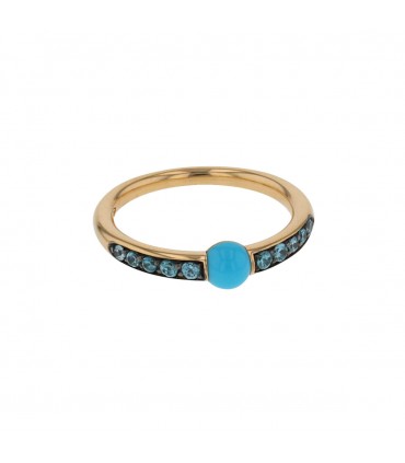 Pomellato M’ama non M’ama turquoise, zircons and gold ring