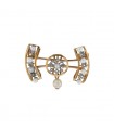 Two tones gold, pearls and diamonds brooch