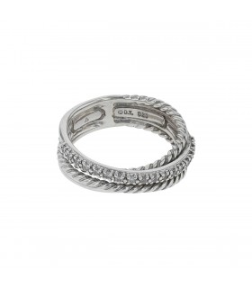 David Yurman Anneau Crossover silver and diamonds ring