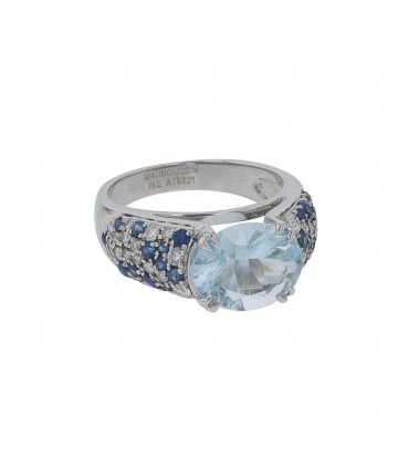 Mauboussin Nuit d’Amour aquamarine, sapphires, diamonds and gold ring