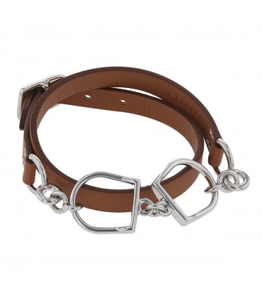 Hermès Swift Etrier stainless steel and leather bracelet