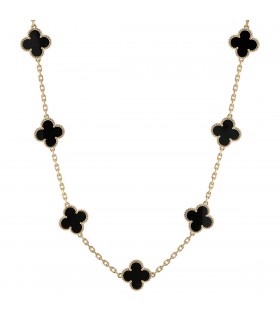 Van Cleef & Arpels Vintage Alhambra onyx and gold necklace