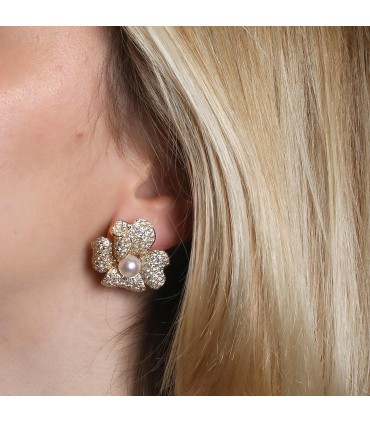 Cartier Païva cultured pearl, diamonds and gold earrings