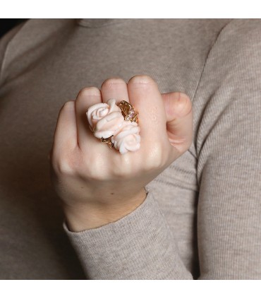 Dior Pré Catelan pink coral, diamonds, pink sapphires and gold ring