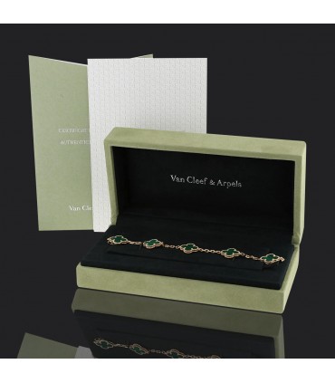 Van Cleef & Arpels Vintage Alhambra malachite and gold bracelet