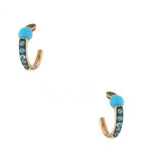 Pomellato M’ama non M’ama turquoise, blue zircons and gold earrings