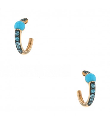 Pomellato M’ama non M’ama turquoise, blue zircons and gold earrings