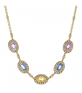 Sabbadini colored sapphires, diamonds and gold necklace