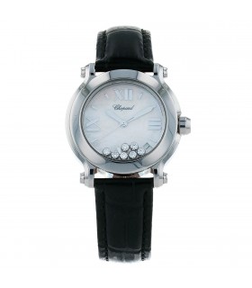 Chopard Happy Sport stainless steel, diamonds and mother-of-pearl watch