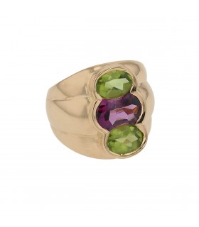 Gold, amethyst and peridots ring