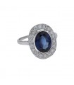 Blue stone, diamonds and gold ring