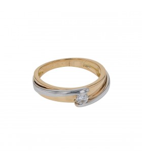 Two tones gold and diamond ring