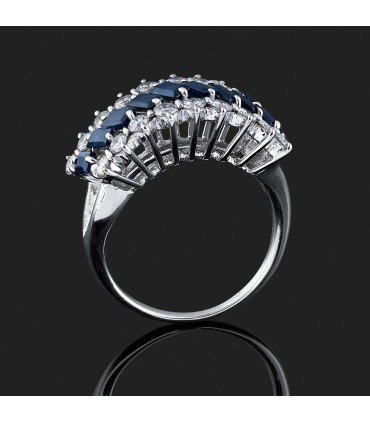 Bague or, saphirs et diamants