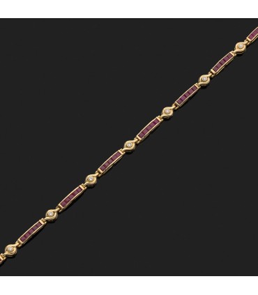 Bracelet or, rubis et diamants